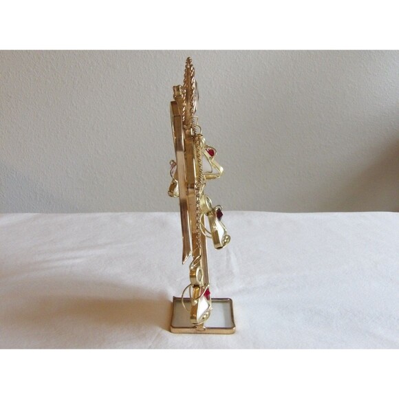 Vintage White Gold Stained Glass Suncatcher Angel Chain Hearts 8.75" READ - Picture 4 of 10